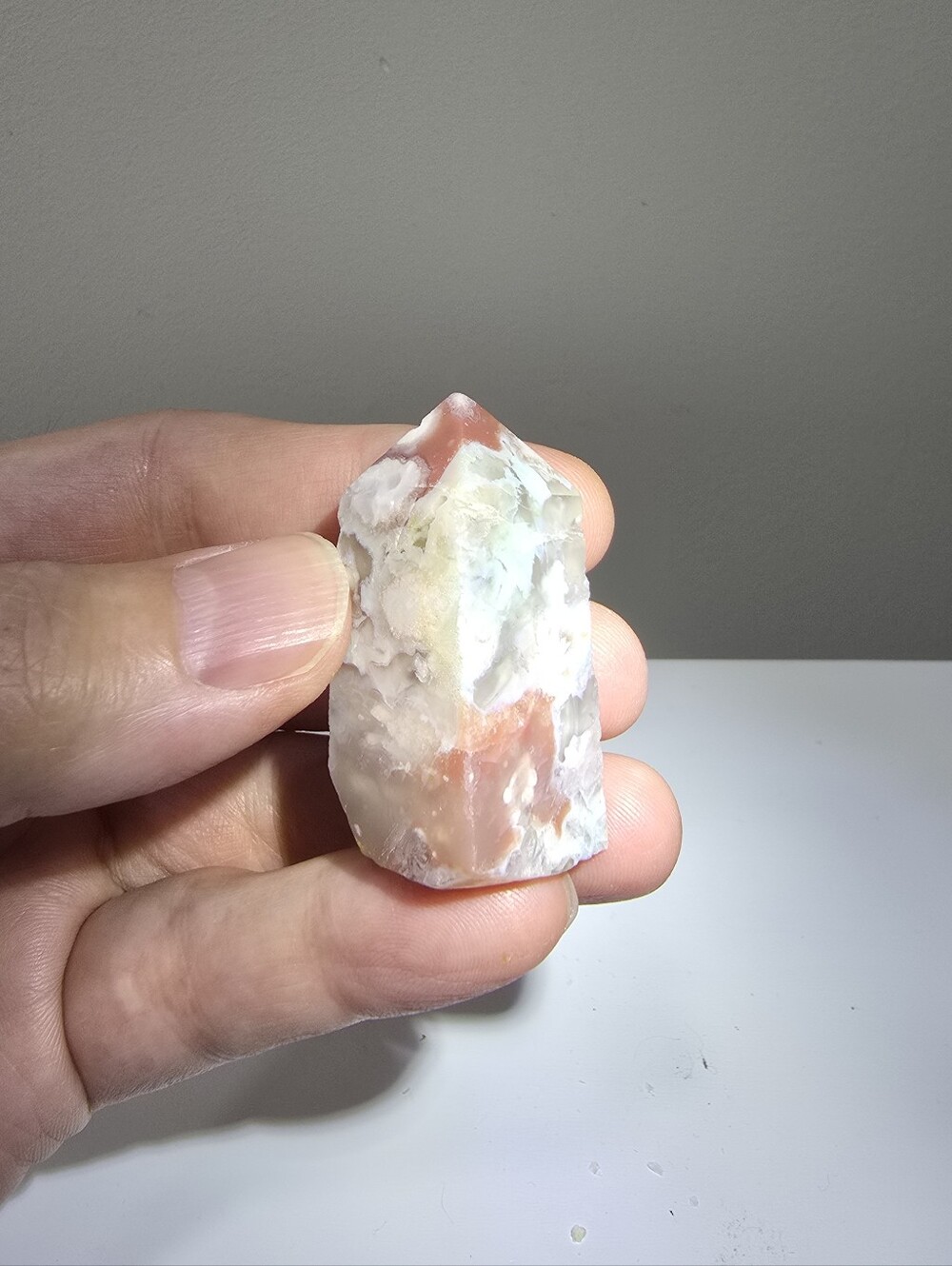 Pink Amethyst Flower Agate Crystal Tower #B
